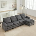 thumbnail image 1 of 118'' Modern 4-Seater Sectional Sofa, Living Room L-Shaped Corduroy Upholstered Sofa, Comfortable Cloud Couch, with Ottoman, 1 of 8