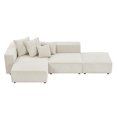 thumbnail image 1 of 118" Modern Modular Sofa with 4 Pillows, Soft Corduroy Couch with Solid Wood Frame, L-Shaped Sofa for Livingroom, Bedroom, Office, Beige, 1 of 7