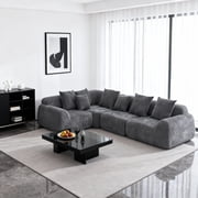118" Oversized Cloud Curved Sectional Sofa with Chaise, Boneless Modular Couch with Deep Seat Compression Foam, No Assembly Living Room Sofa for Apartment Lounge