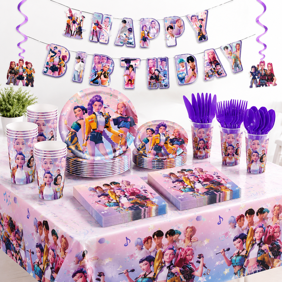 118-Piece Demon Themed Birthday Party Supplies Set with Tableware and Decorations