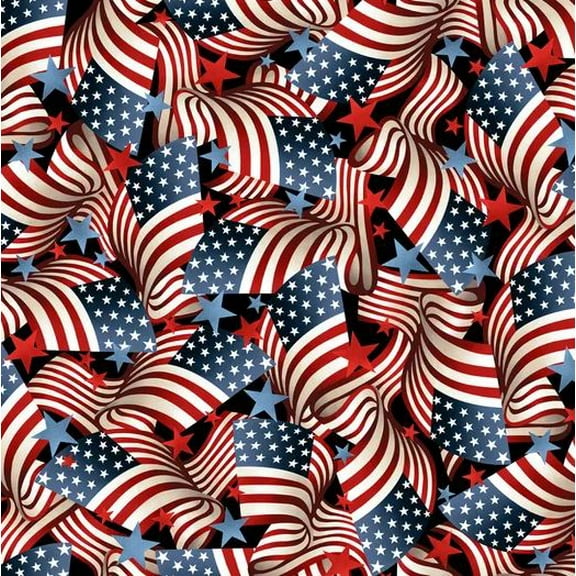 118" Quilt Backing Flag Day Digital American Flags Patriotic USA Independence Day Fourth of July Extrawide Cotton Fabric Print by the Yard (7928-78)
