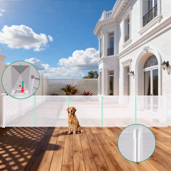 118" Retractable Dog Gates for Doorways and Stairs, 37.5'' Tall Mesh Safety Pet Gate for Outdoor, Indoor, Hallways, Doorways, Porch