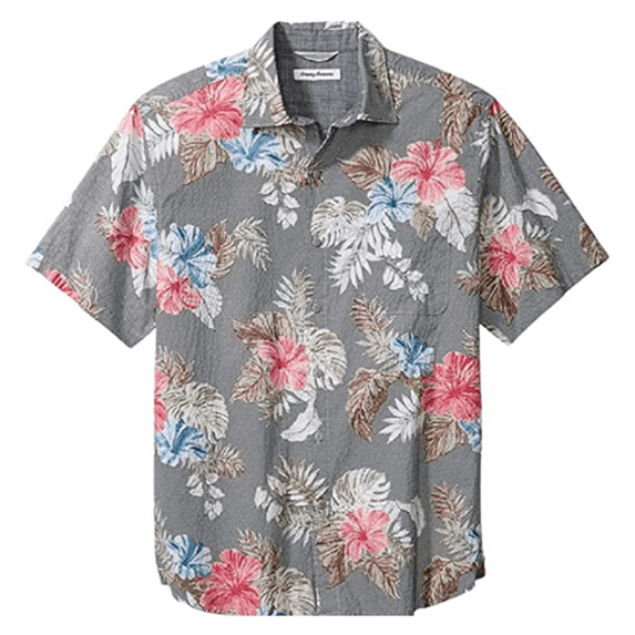 $ 118 Tommy Bahama Bora Bora Flora Stretch Cotton Camp Shirt , Black , L