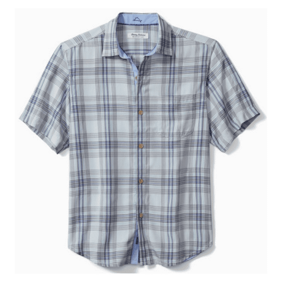 $118 Tommy Bahama Men's Coconut Point Pinnacle Plaid IslandZone® Shirt ,Plume, L