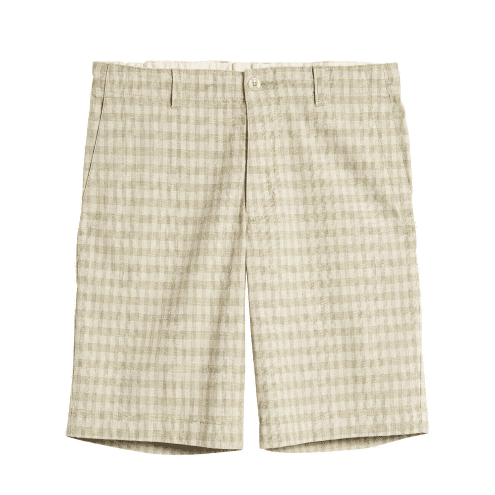 $118 Tommy Bahama Men's, Sea Spray Check Stretch Linen and Cotton Shorts, Twill, M