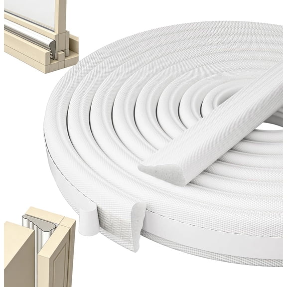 118" Weather Stripping Door Seal Strip, Wedge-Shape Window Foam Seal Strip, Soundproof Front Door Frame Seal, Self-Adhesive Winter Insulation for Doors & Windows, Noise Cancelling Window Inserts