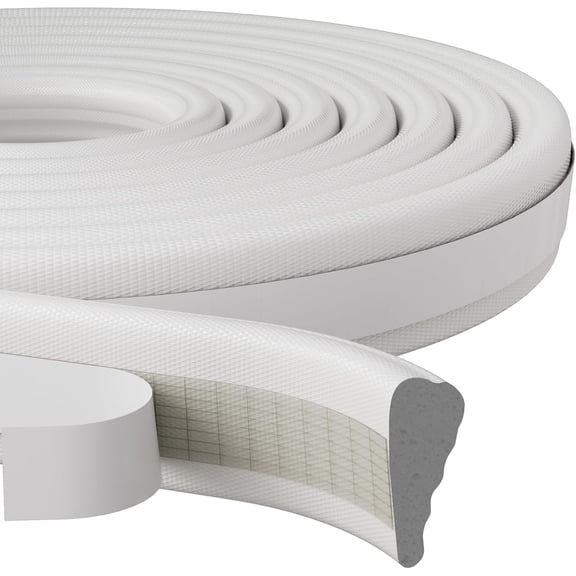 118”Wedge Weather Stripping Door Seal Strip for Door Frame,Self-Adhesive Window Insulation for Winter,Dark Foam Gap Filler for Light Noise Blocker,Front Exterior Door Side Draft Stopper,White