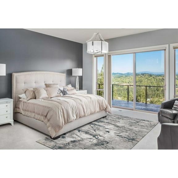 118" X 158" Grey Polypropylene and  Polyester Rug