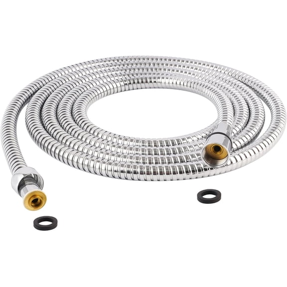 119 Inch Stainless Steel Extra Long Shower Hose Replacement, Brass Insert & Nut,Polished Chrome Anti-Twist Handheld Shower Head Hose Extension, Flexible Shower Hose Attachment