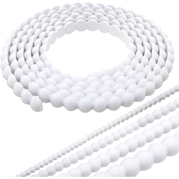 118" x 0.39" Unfinished White Decorative Bead Molding Trim, Flexible Paintable DIY Peel & Stick Wall Moulding for Decoration, Bathroom Mirror Frame, Cabinet, Backsplash Tile