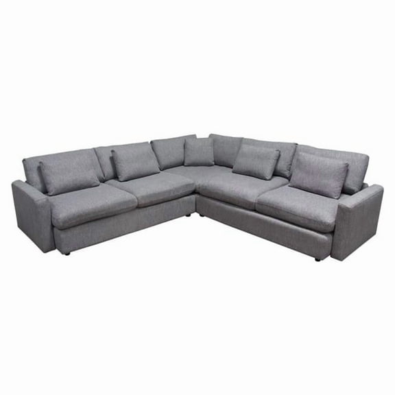 118 x 118 x 33 in. Arcadia Corner Sectional with Feather Down Seating in Grey Fabric - 3 Piece
