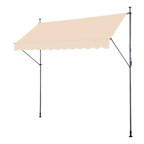 118" x 47.2" Patio Awning Retractable, Outdoor Retractable Patio Awning Sunshade Shelter, Adjustable Patio Door Window Canopy with Manual Crank Handle for Backyard, Garden, Balcony, Khaki