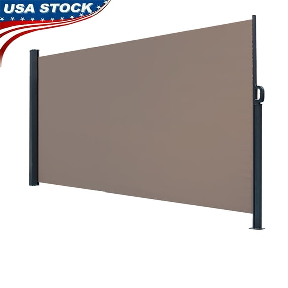 118 x 71" Outdoor Aluminum Handle Pentacle Side Pull Shed Office Partition Cafe Terrace Windshield Isolation Canopy Brown