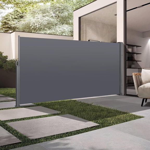 118" x 71" Retractable Side Awning, Outdoor Retractable Privacy Screen, Waterproof & UV-Resistant Retractable Fence Shade for Patio, Deck (Gray)