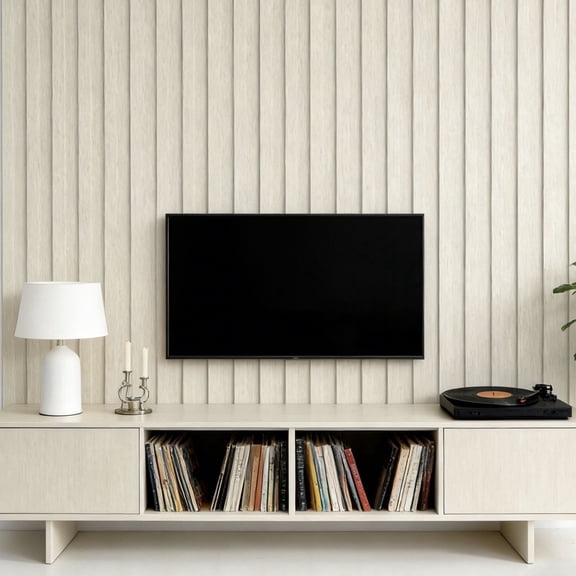 15.75"W x 118.11"L Peel and Stick PVC Slat Wall Panels,Wood Grain Self-Adhesive Decorative Wall Paneling,Easy DIY Wall Decor for Bedroom,Living Room & Hallway