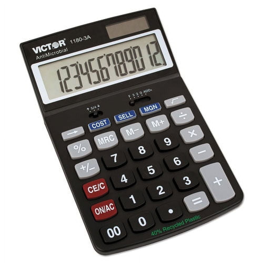 1180-3a Antimicrobial Desktop Calculator, 12-Digit Lcd | Bundle of 10 Each