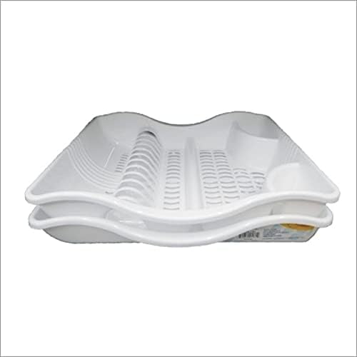 White Plastic 2-Tier Dish Rack with Tray