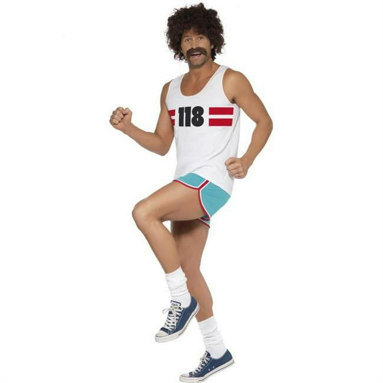 118118 Runner Costume Adult White Blue 118118 Runner Costume Adult White Blue