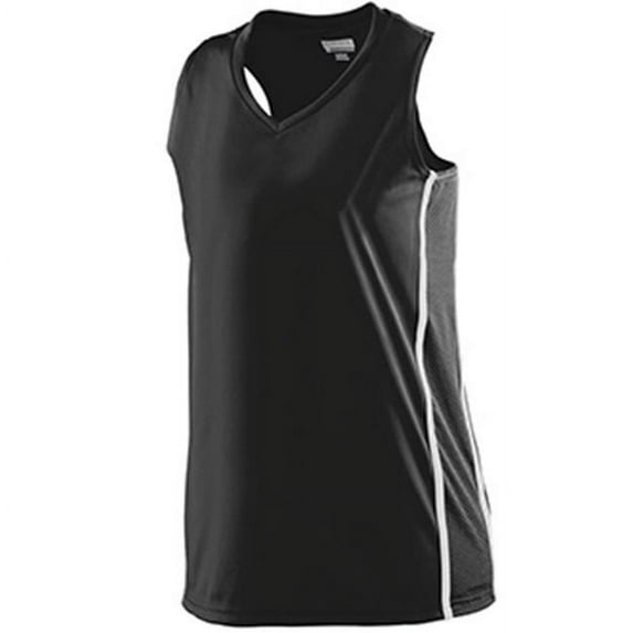 1182A Ladies Winning Streak Racerback Jersey - Black & White, Small