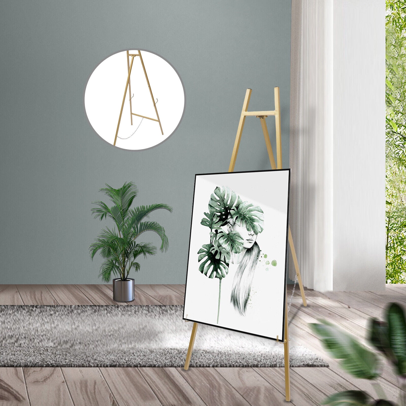 118CM Artist Easel Display Tripod Stand Wood Floor Art Painting Poster Display for Weddings, Shops