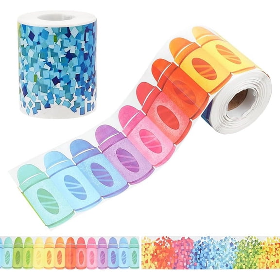 118FT 2 Styles Bulletin Board Borders 3 inch Confetti Crayon Scalloped Rolled Border Trim Decoration Borders for School Offices Walls Desks Windows Doors Lockers colorful