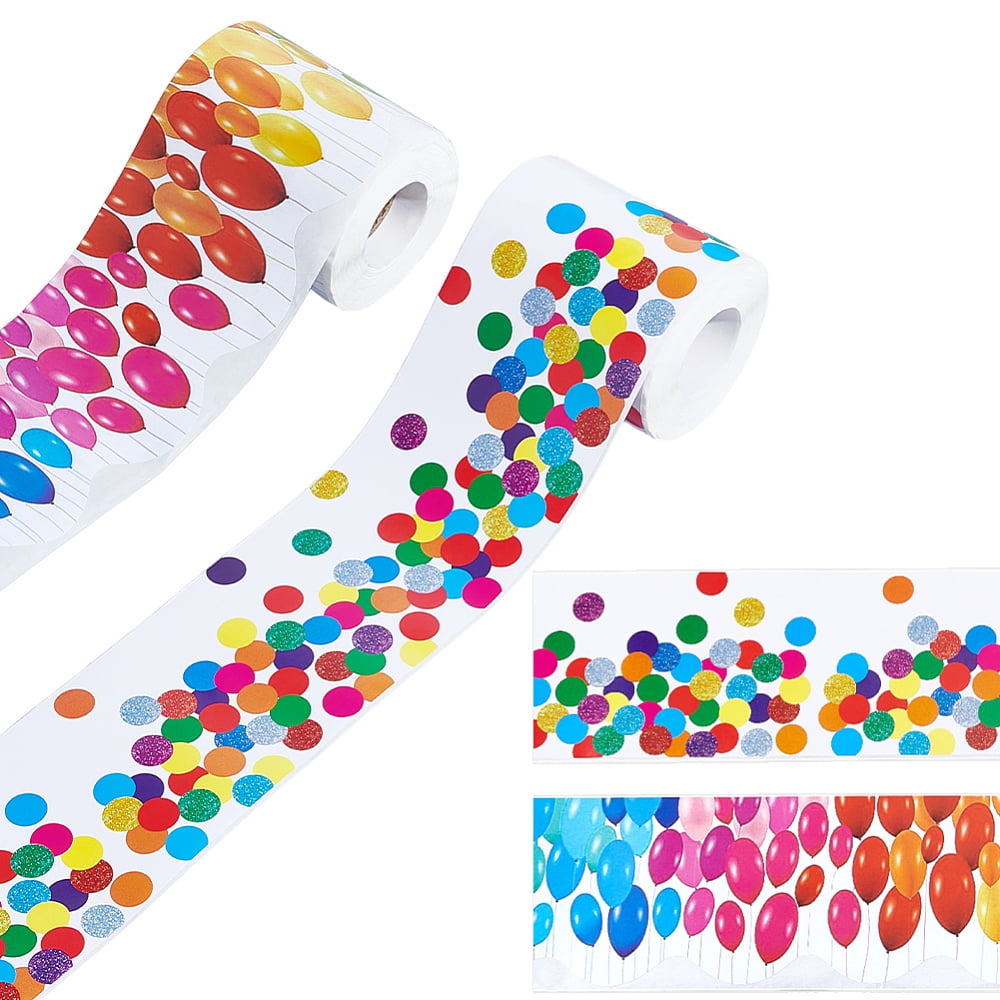 118FT 2 Styles Bulletin Board Borders 3 inch Rainbow Balloons Straight ...