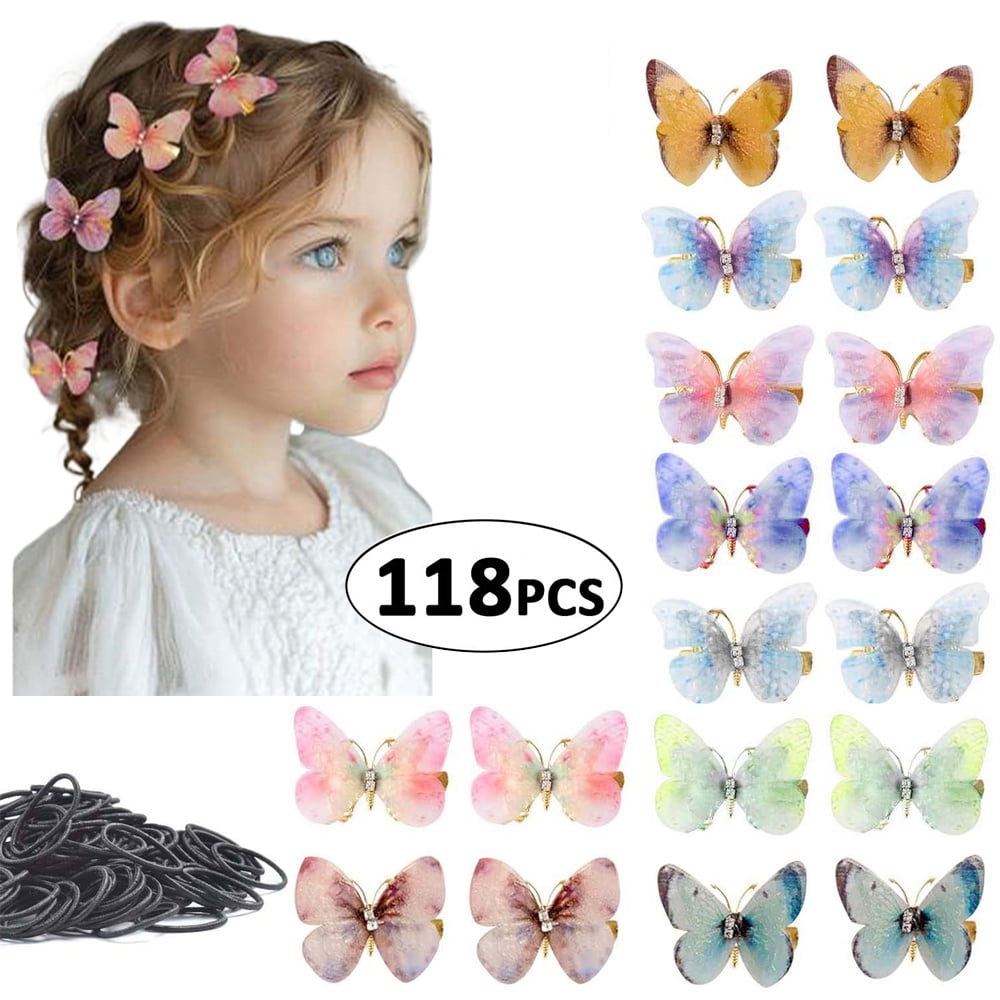11 hair clip scunchies hair ties butterfly clip set Amazon.com : RAINBOW WSK 8 Pcs Butterfly Telephone Wire Hair  main image 2