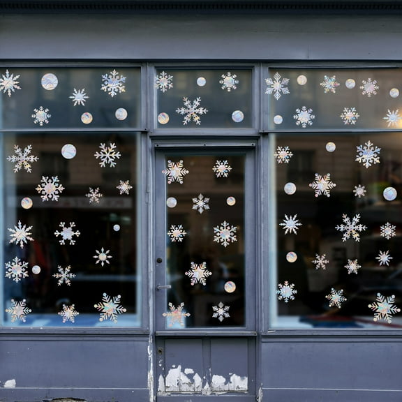 118PCS Small Snowflake Window Stickers Anti-Collision Window Stickers Protect Birds from Window Bumps Non-Sticky Prismatic Vinyl