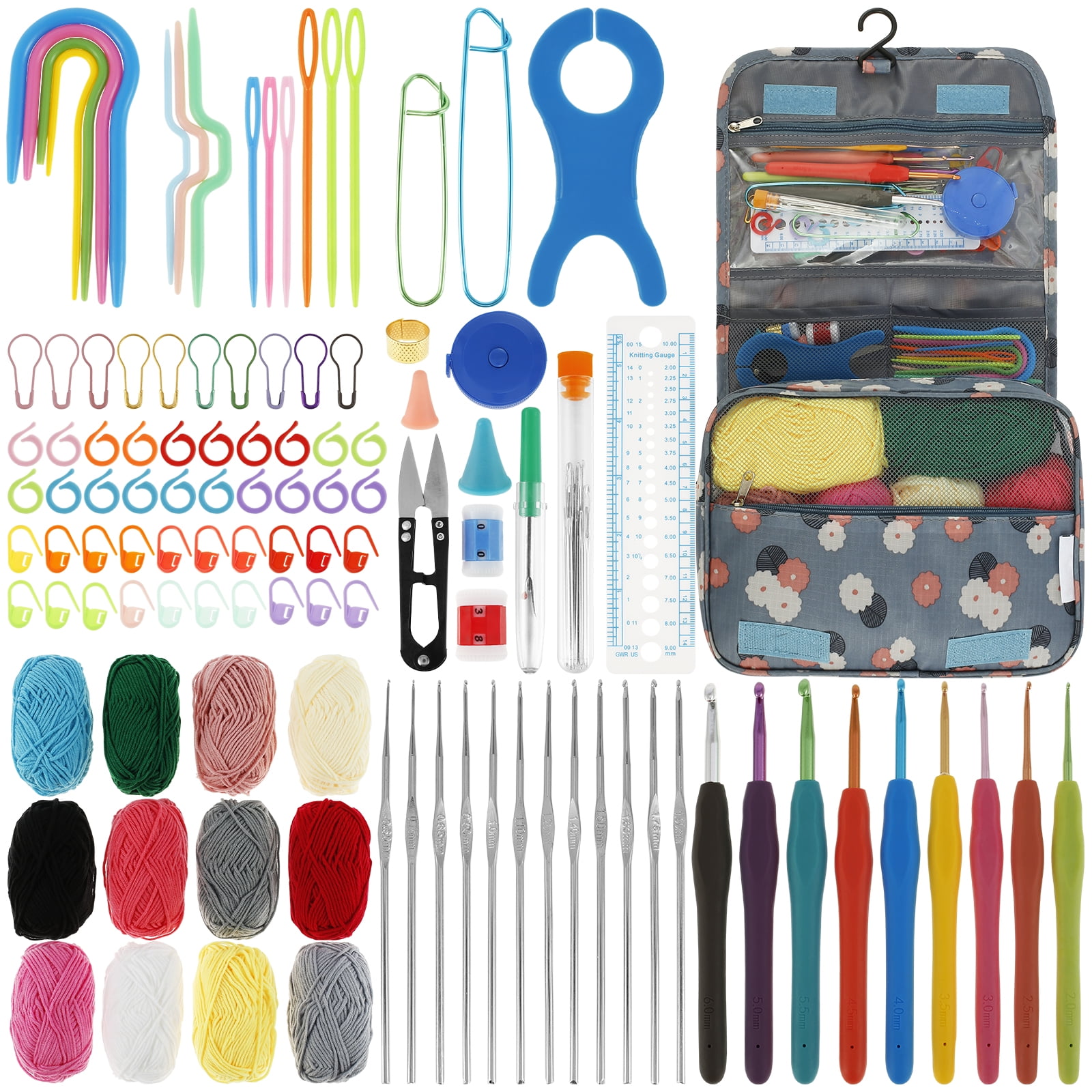 118Pcs Crochet Kit Portable Crochet Hook Set Colorful Crochet Starter
