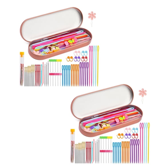 118Pcs Large Eye Sewing Needle Big Eye Curved Tapestry Needle Sewing Pin Stitching Marker Set for Knitting Crochet
