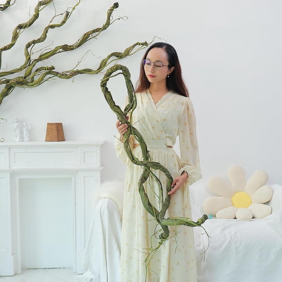 118inch Large Bendable Green Tree Branches Artificial Wall Hanging Grape Vines Craft Greenery Garland Plants Tree Trunk Creepy Wired Jungle Twigs For Reptile Climbing Halloween Arch Mantel Decoration