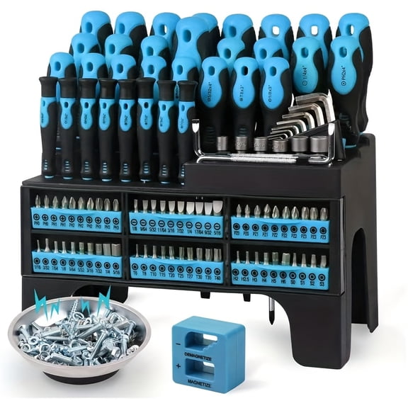 118pcs Magnetic Screwdriver Set w/Organizer - Precision, Slotted, Phillips, Hex, Torx - Repair Tools Gift