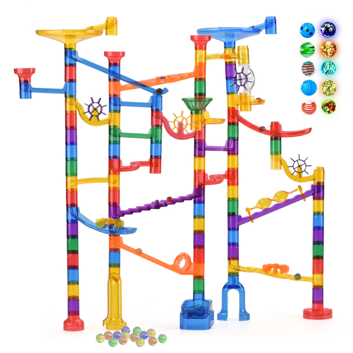 118pcs Marble Run Set STEM Toy With Glowing Marbles Maze Tower 118pcs Marble Run Set STEM Toy With Glowing Marbles Maze Tower