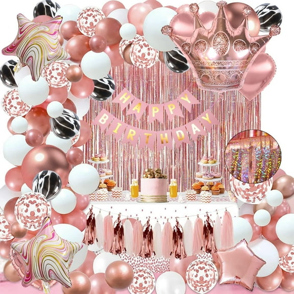 118pcs rose Party Decorations Kit ,happy birthday party supplies for ladies and girls