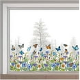 thumbnail image 1 of 118x39cm Floral Window Decals Green Grass Daisy Flowers Butterfly Window Clings Transparent Stained Window Sticker Non Adhesive Double-Sided Static Film for Summer Autumn Glass Sliding Door, 1 of 9