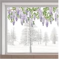 thumbnail image 1 of 118x39cm Large Wisteria Window Clings Summer Purple Flower Hanging Vine Branches Leaf Decals Double Sided Static Window Stickers PVC Anti-Collision Window Film for Home Glass Sliding Door, 1 of 9