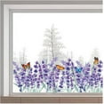 thumbnail image 1 of 118x39cm Lavender Window Clings Summer Purple Flowers Grass Butterfly Static Window Decals Non Adhesive Double-Sided Transparent Stained Window Sticker for Glass Sliding Door Anti-Collision, 1 of 9