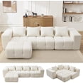thumbnail image 1 of 119" Boneless Couch, Cloud Sectional Couch with Deep Seat, High-Density Memory Foam and Chaise, Sectional L Shaped Sofa, Boneless Couches for Living Room, No Assembly Required Tufted Sofa, Beige, 1 of 1