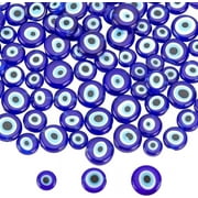 WEIYAN KJ 42 Pcs Hamsa Hand Evil Eye Beads Hand of Fatima Beads Handmade Lampwork Glass Evil Eye Beads Flat Evil Eye Beads Spacer for Jewelry Making 7 Colors