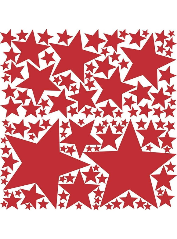 119 Peel & Stick Removable Wall Decals Stars, Red