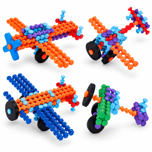 119-Piece Snap-Together Building Sticks Set with Wheels, Ages 4+