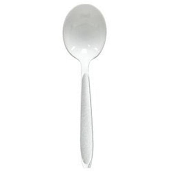 11924W PEC White Heavy Weight Polypro Soup Spoon