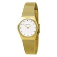 thumbnail image 1 of 11927-334 Women's Classic White Dial Yellow Gold Steel Mesh Bracelet Swarovski Crystal Watch, 1 of 5