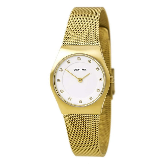 11927-334 Women's Classic White Dial Yellow Gold Steel Mesh Bracelet Swarovski Crystal Watch