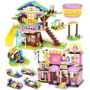 1193 Pieces Friends Building Toy Set, Tree House Building Block Kit for Girls, Hair Salon Roleplay Toy with Storage Box, Valentines Day Gifts for Adult Kids Ages 6+