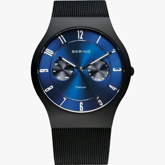 11939-078 Men's Watch Brushed Black Titanium Case Blue Sunray Dial