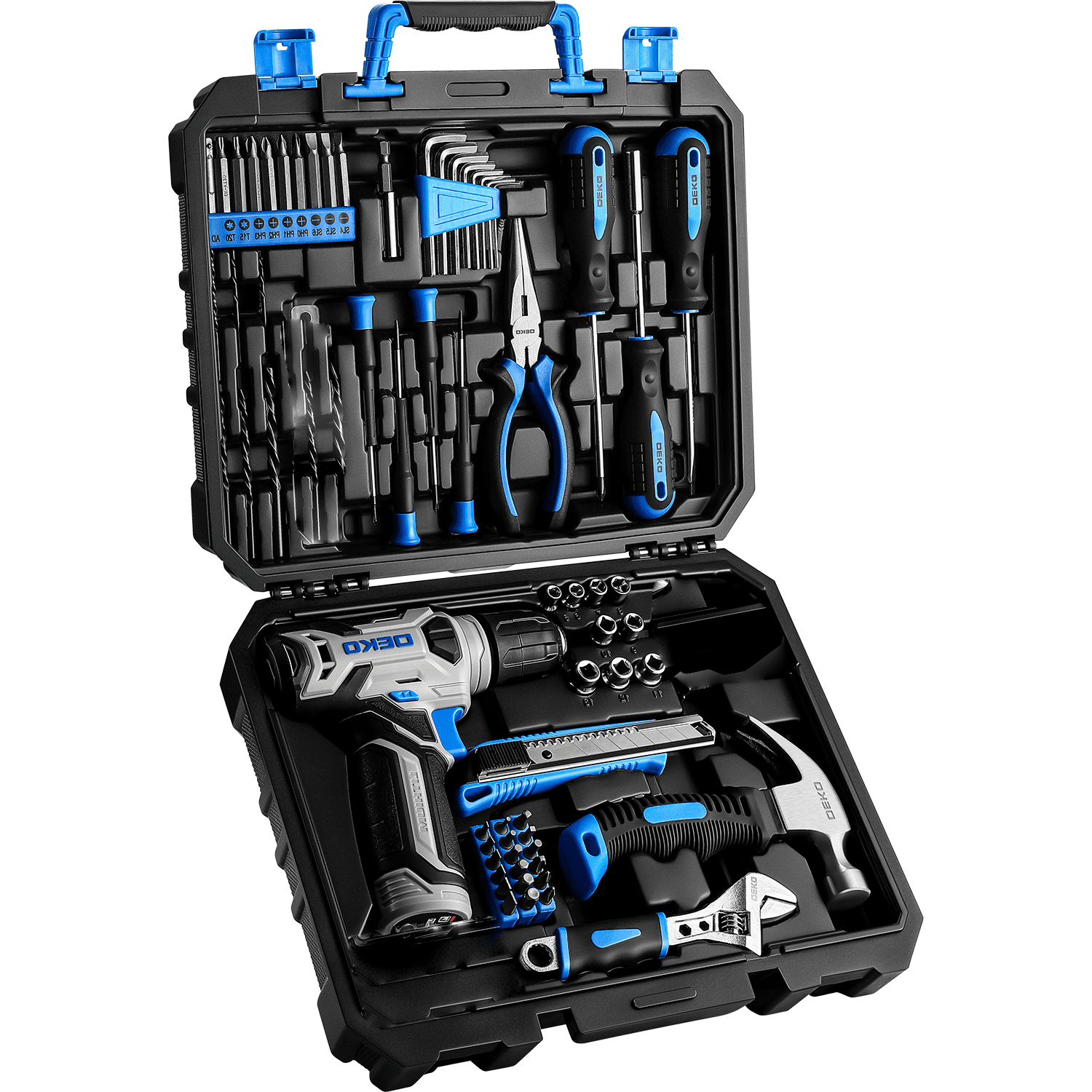 119PCS All-in-One Power Tool Box Set - 8V Cordless Drill/Driver Kit | Includes Tape Measure, Wrench, Screwdriver, Utility Knife | Ideal for DIY, Garden Work, Outdoor Repairs, Summer Camping.