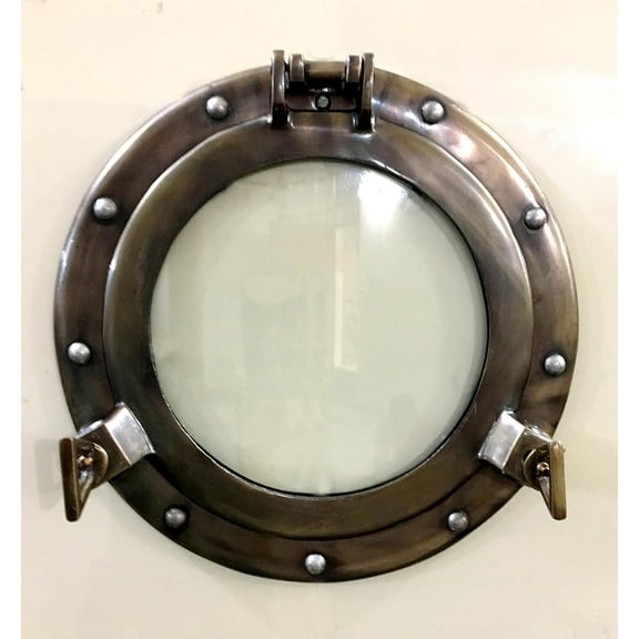 11BRONZEWIND Canal Ship Porthole Design Wall Decor Frame for Beach/Lake Houses, Bathrooms, & Bedrooms, 11.5 Inch Diameter, Bronze