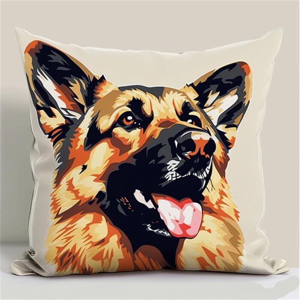 11CT Cross Stitch Pillow Kit,Animal Dog Cushion Embroidery Kit Cross Stitch Cushion Cover pre Printed Handmade Cushion Cover Kit 17x17in