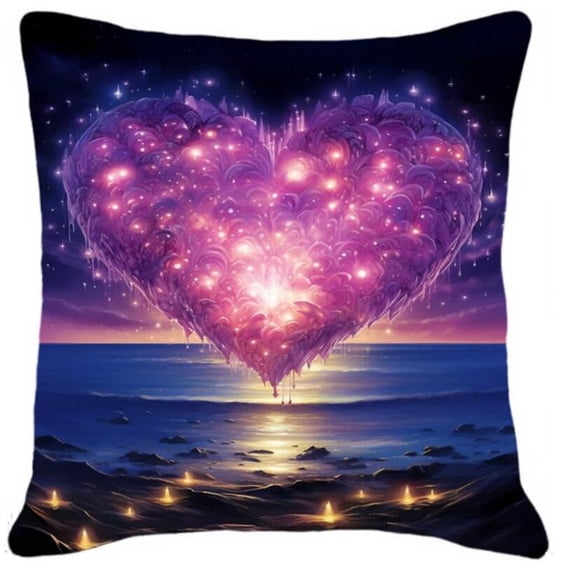 11CT Cushion Counted Cross Stitch Kits Fantasy Pink Love Heart Cross Stitch Kits for Adults Beginners DIY Kit Cushion Cover Pillow Cover Embroidery Kit